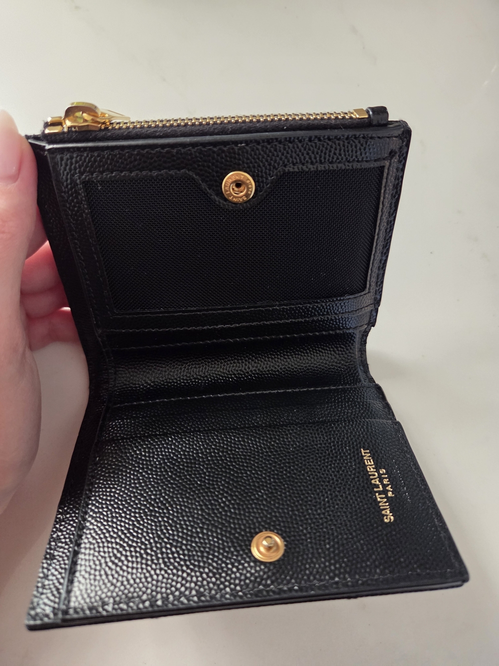 YSL Cassandre bi-fold wallet in grain de poudre leather - Picture 5 of 6